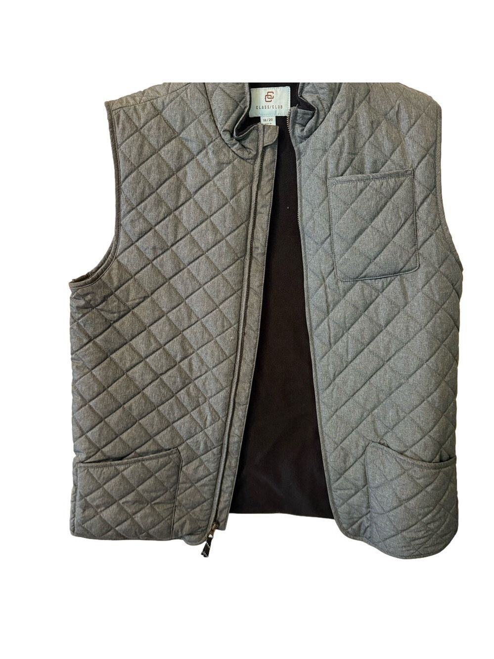 Class Club Gray Quilted Vest with Stand-Up Collar